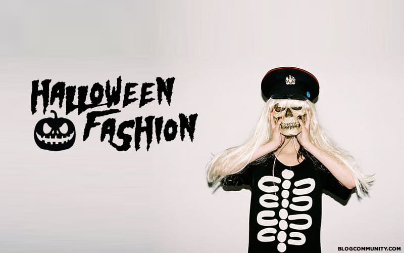 A kid dressed up as a skeleton for halloween fashion