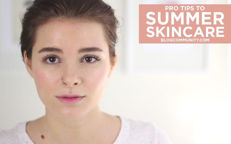 A caucasian female "Summer skincare"